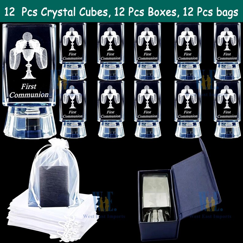 12 Pieces Personalized 3D Crystal First Comunión Favors – Holy ...