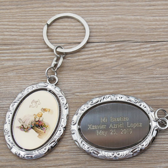 Personalized Spinning Baptism Keychain Favor 12 PCS Etsy