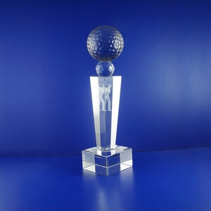 Golf Tournament Award Leadership Championship Personalized Custom Laser Etched Engraving Crystal Trophy TH094
