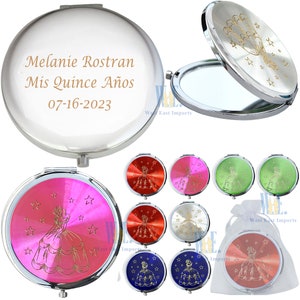 12 PCS Personalized quinceañera  Favor Sweet 16 Mis Xv Años 18 Birthday Giveaway Compact Mirrors