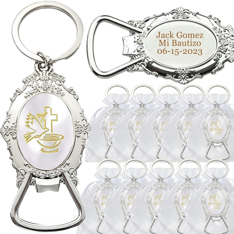 12 PCS Baptism Favors Personalized Keychain Recuerdos Para Bautizo ...