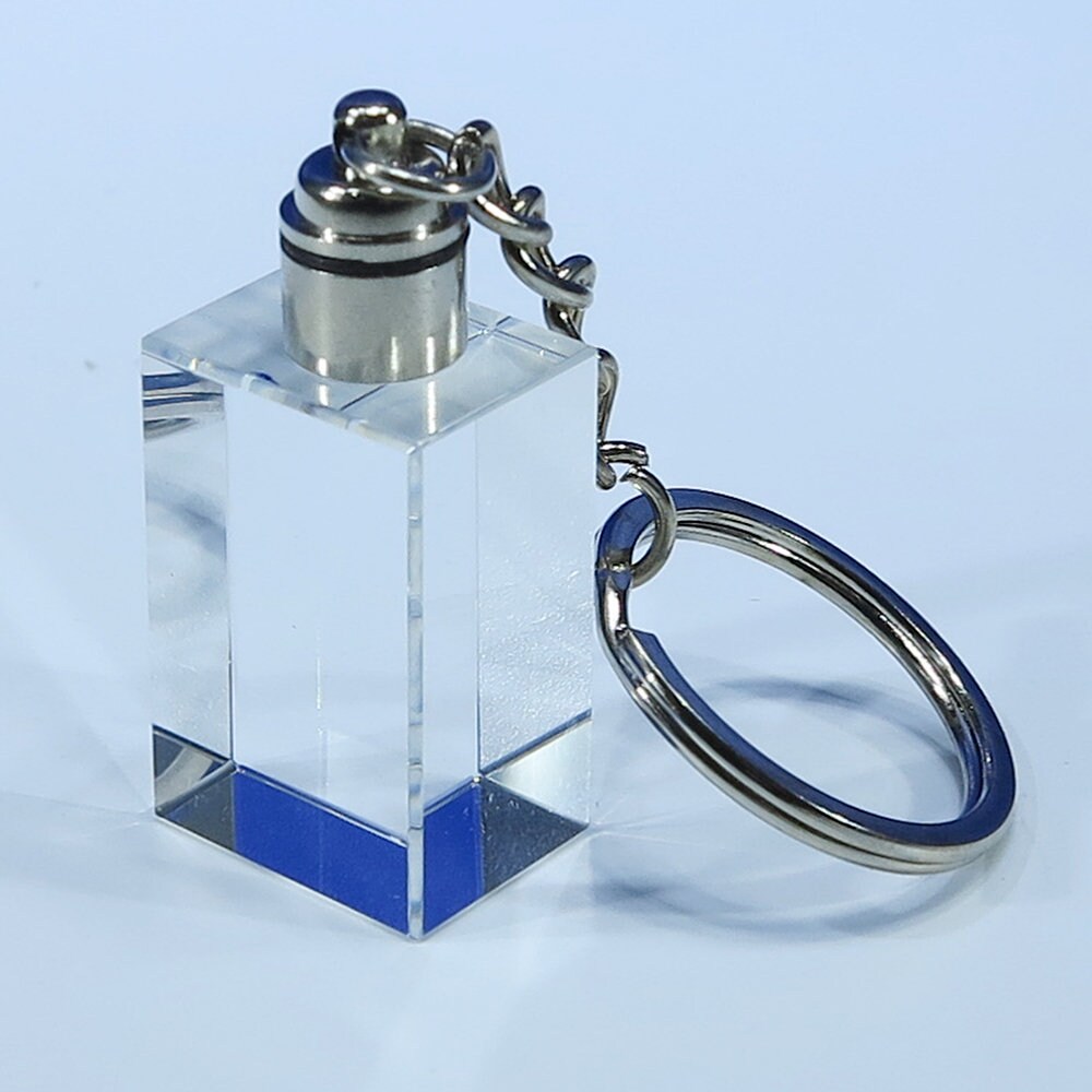 Crystal glass keychain with inner laser engraving hot sale