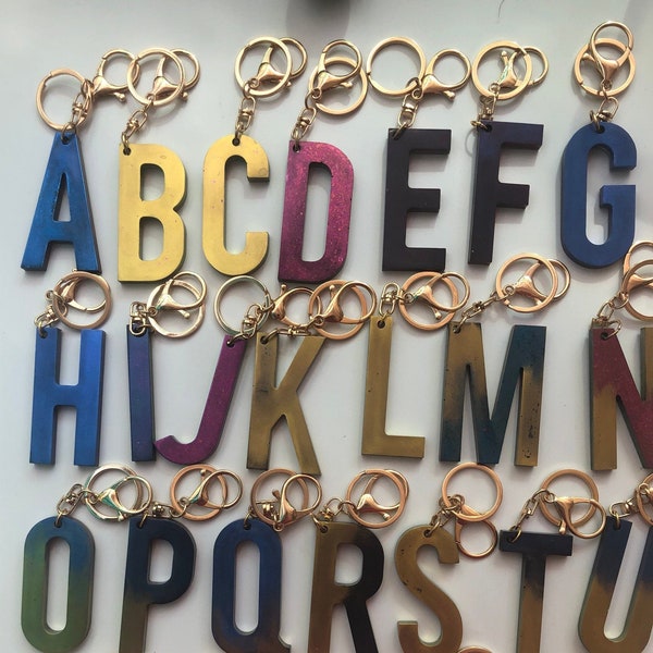 Large Initial Keychain Etsy