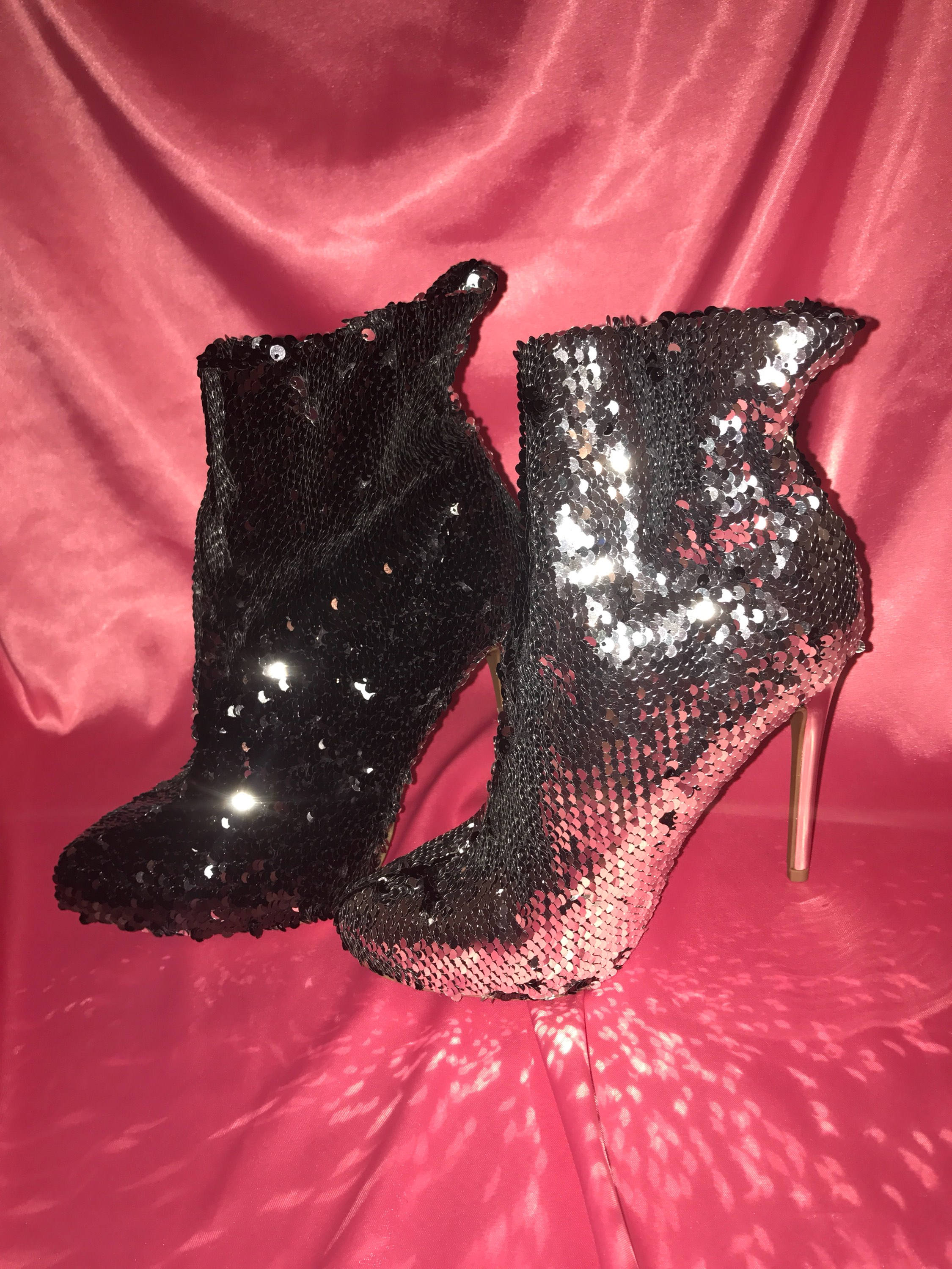 reversible sequin boots