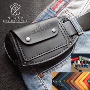 Carteras de cuero para cinturón para hombres, billetera de viaje para cinturón (Р032)