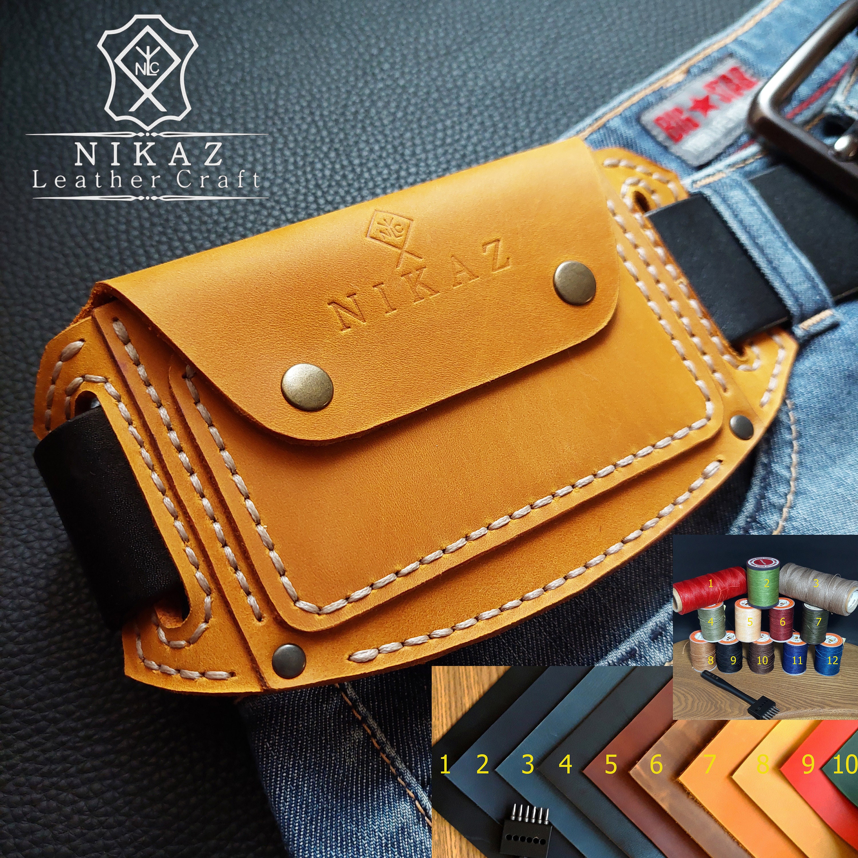 韓国商品/TREEMINGBIRD Leather Card Wallet Belt Belt Wallet Leather, Belt Card Holder, Belt Wallet for