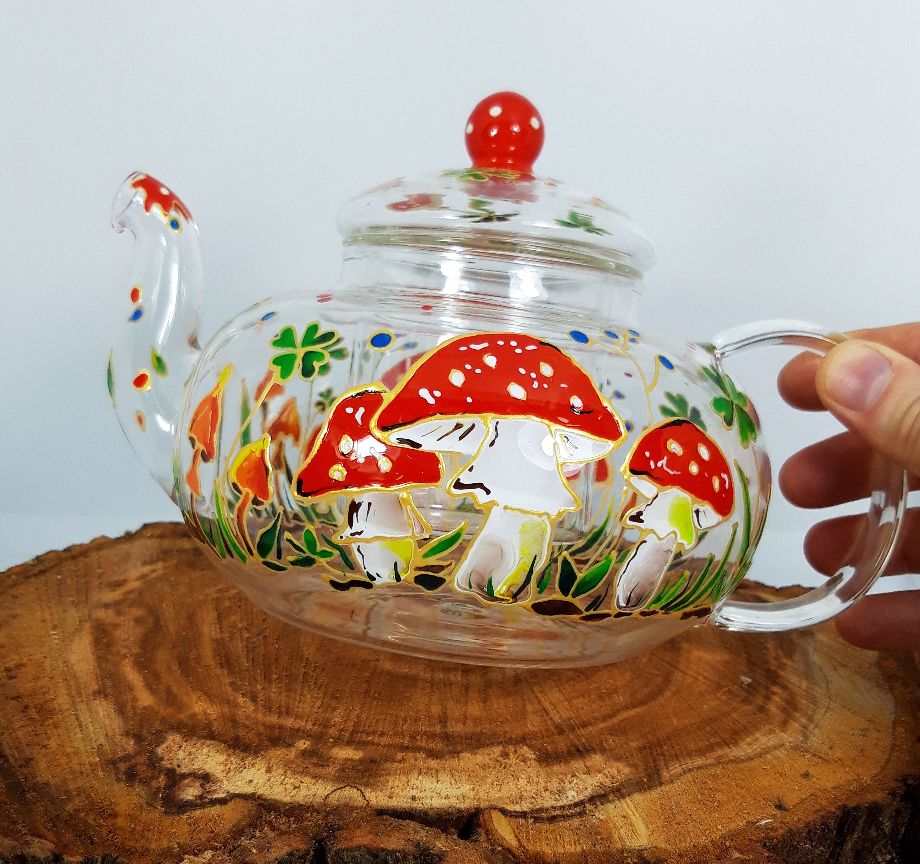 Mushroom Tea Set Hand Painted Personalised Tea Set for Wedding