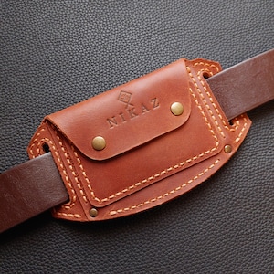 Cartera de cuero con cinturón, tarjetero con cinturón, cartera con cinturón para viajes, regalo de Navidad para papá, cartera con cinturón de cuero minimalista hecha a mano (P020)