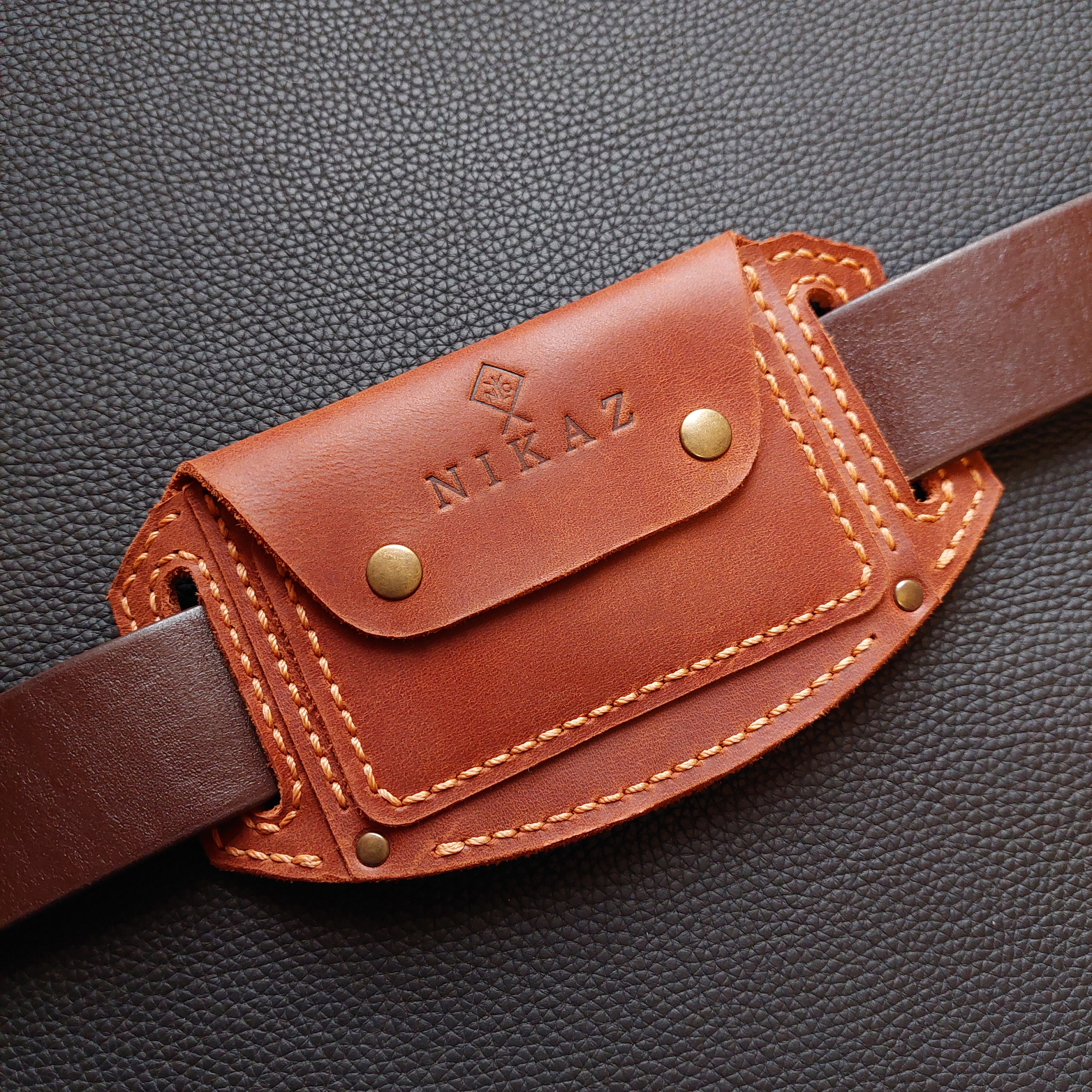 韓国商品/TREEMINGBIRD Leather Card Wallet Belt Leather Card Wallet Belt [ Light Gray ] - TREEMINGBIRD