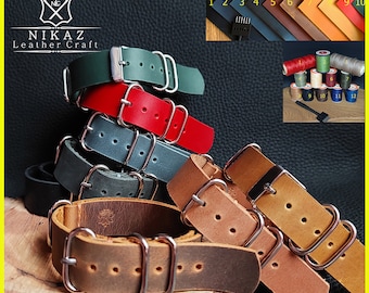 Maßgefertigte, handgefertigte Uhrenarmbänder aus Leder in den Breiten 10 mm, 12 mm, 14 mm, 16 mm, 18 mm, 20 mm, 22 mm und 24 mm