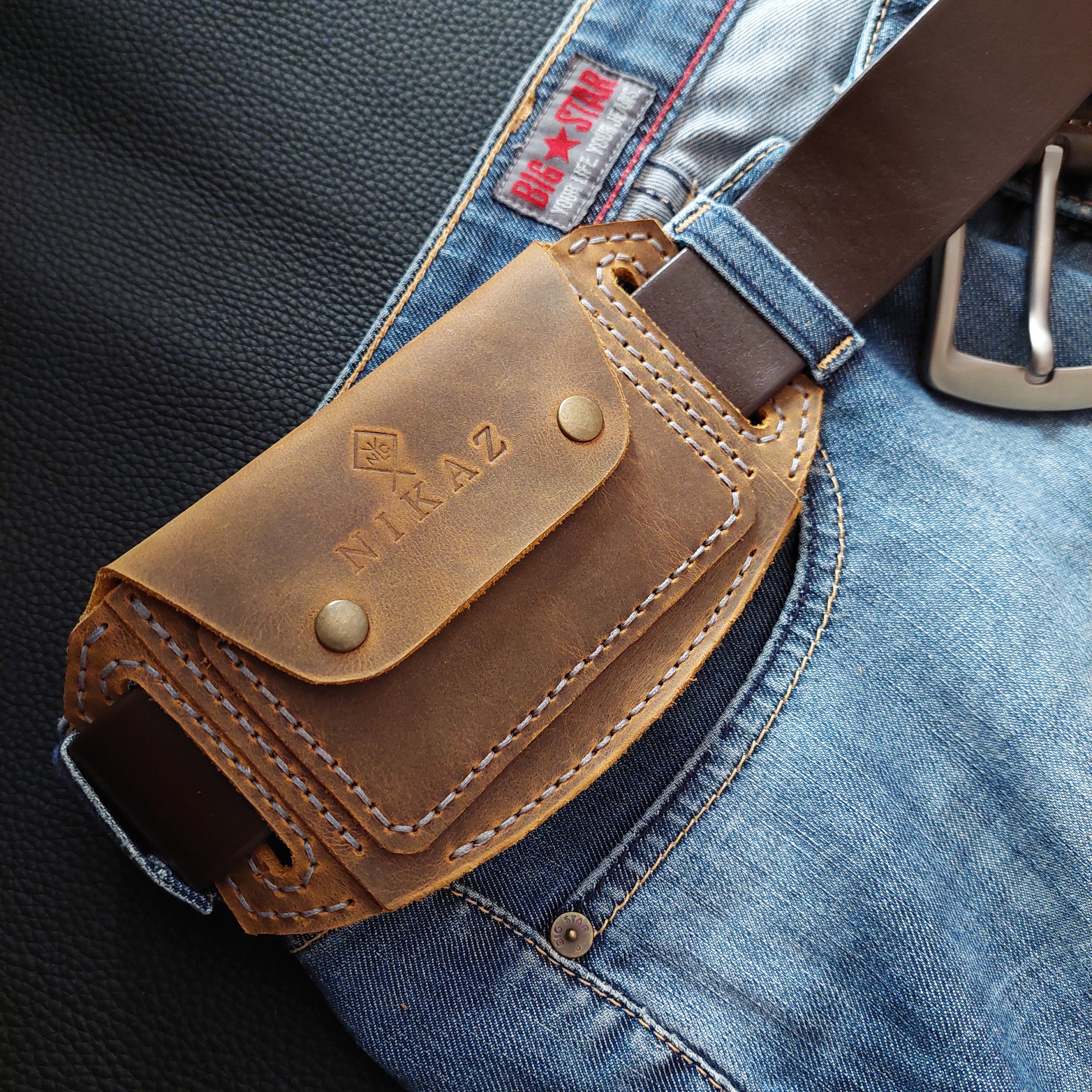 Leather belt wallets (all colors) wallet on belt, birthday gift for father Christmas Gifts (P008)