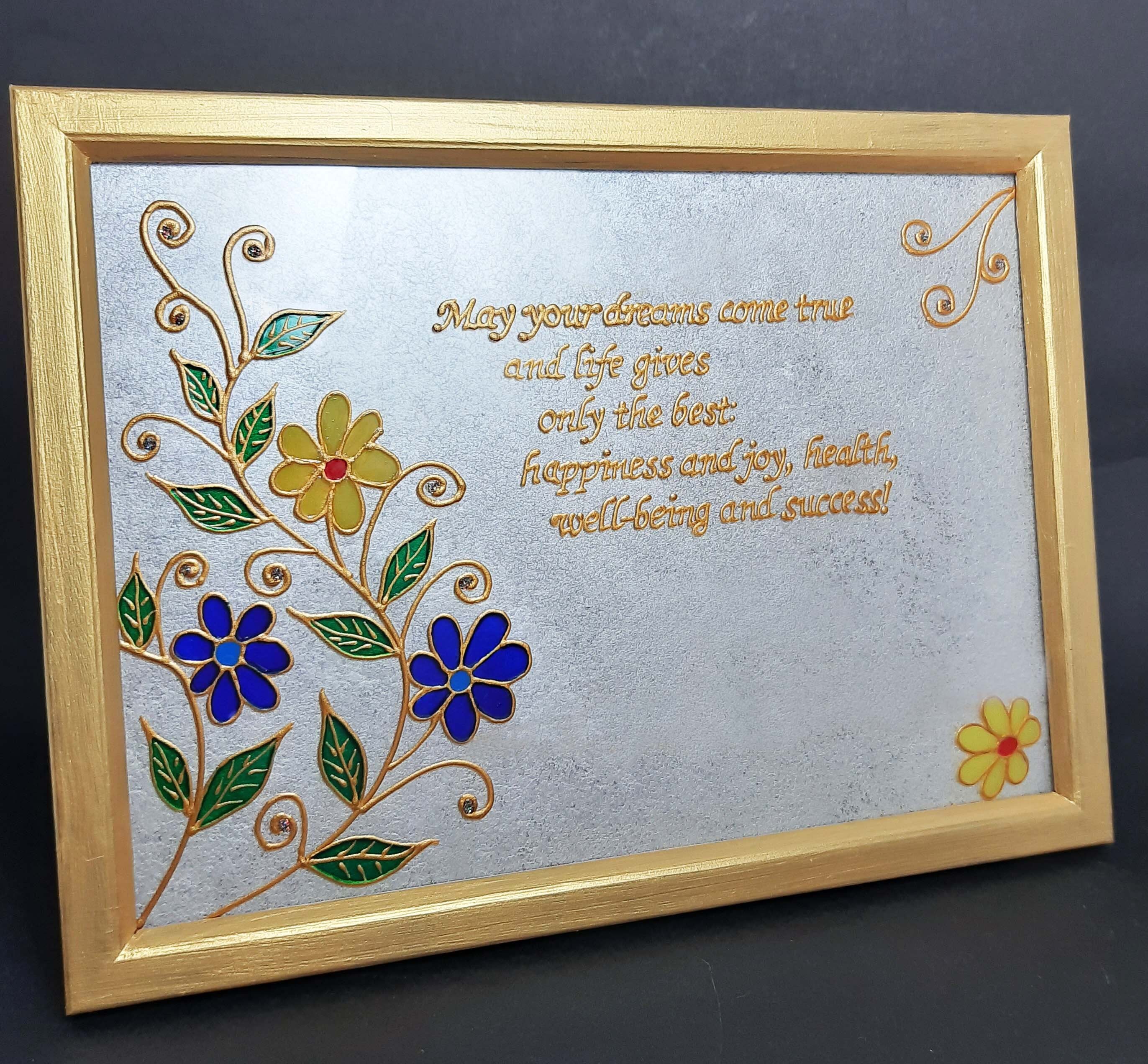 Personalized Frame With Wishes for Any Celebration, Gift Frame Stained