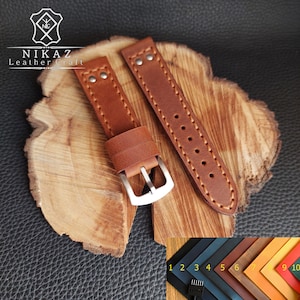 Brown leather band / strap for Samsung Galaxy, Apple Watch, Cassio, Xiaomi, Motorola Moto, Henry (K032)