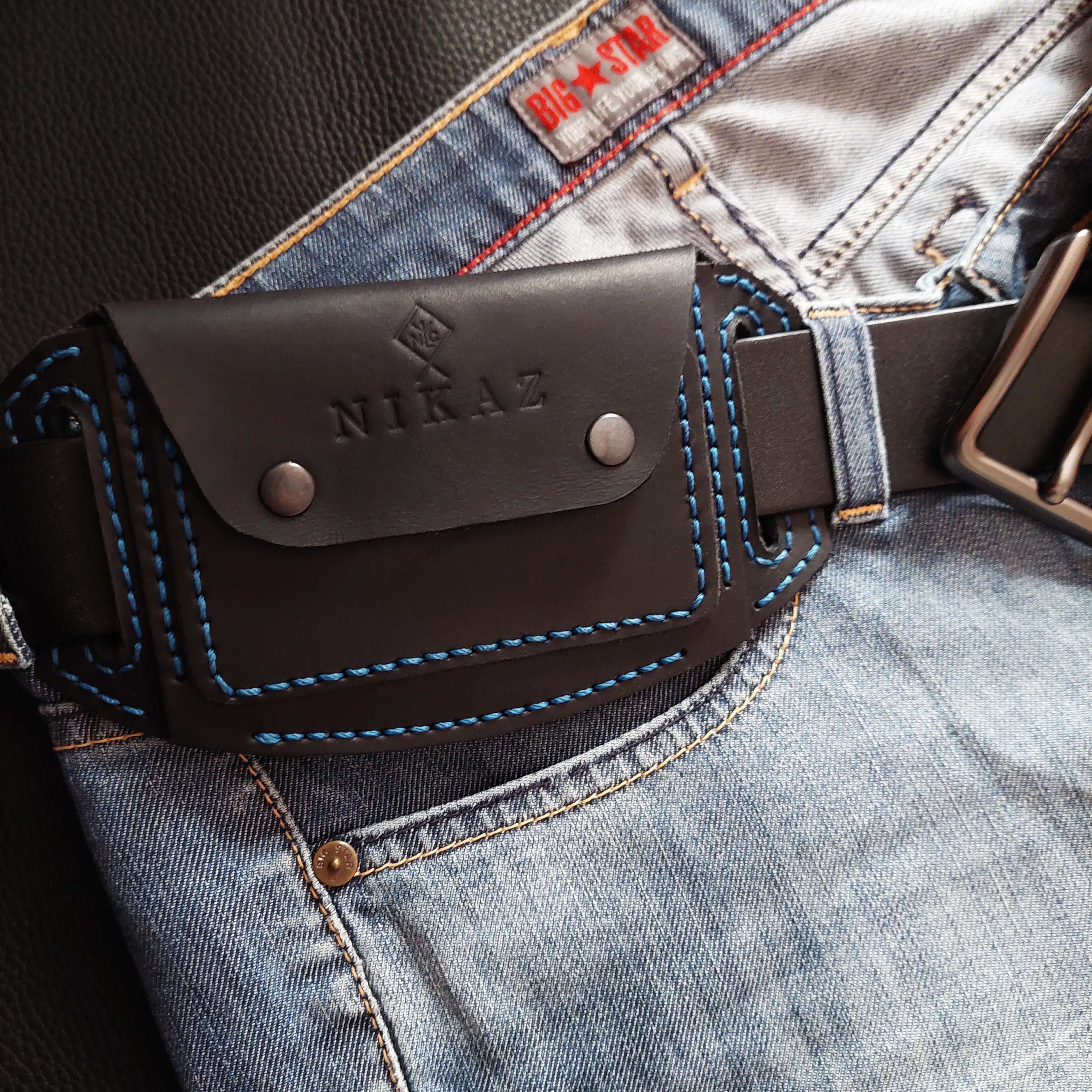 Leather belt wallets (all colors) wallet on belt, birthday gift for father Christmas Gifts (P008)