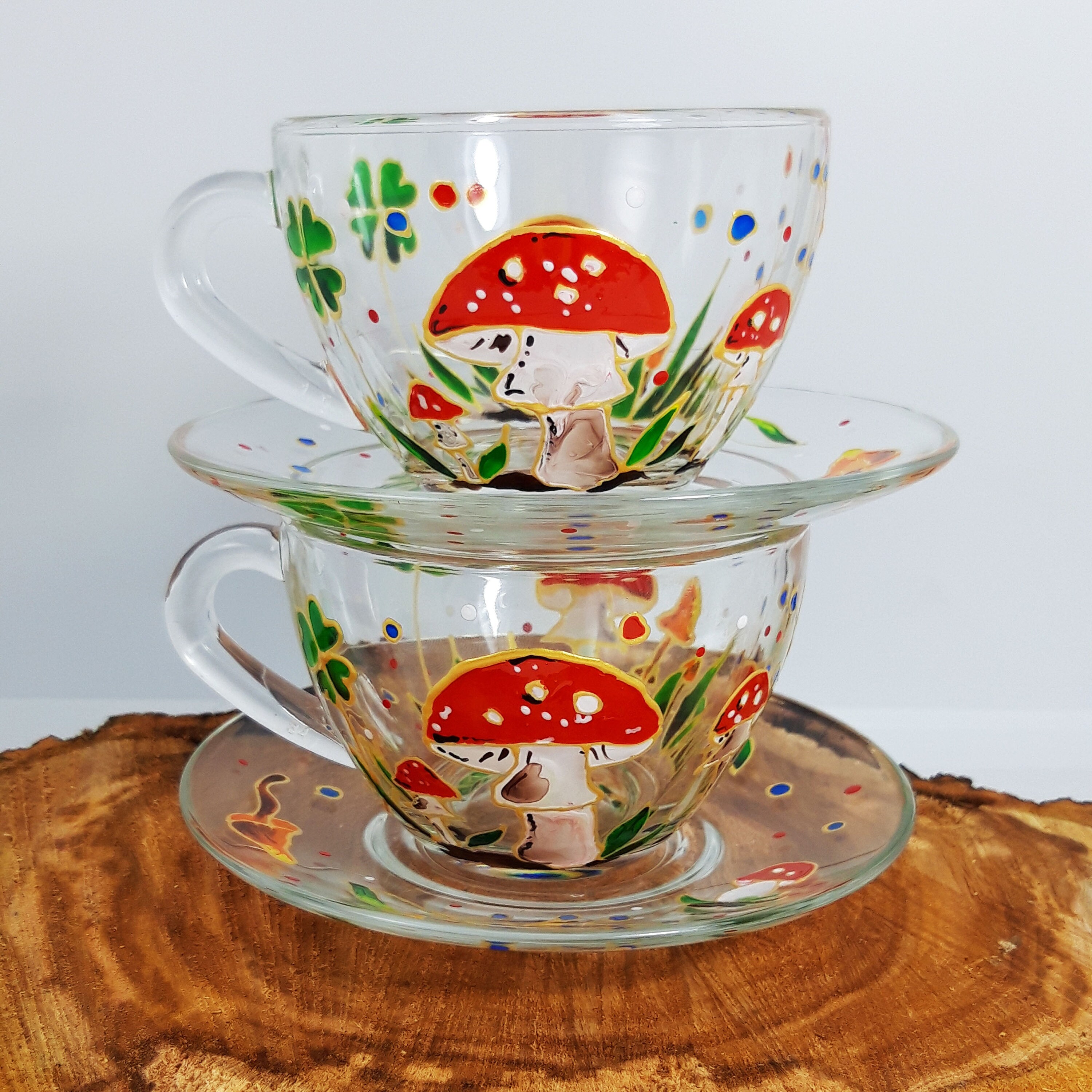 Mushroom Tea Set Hand Painted Personalised Tea Set for Wedding