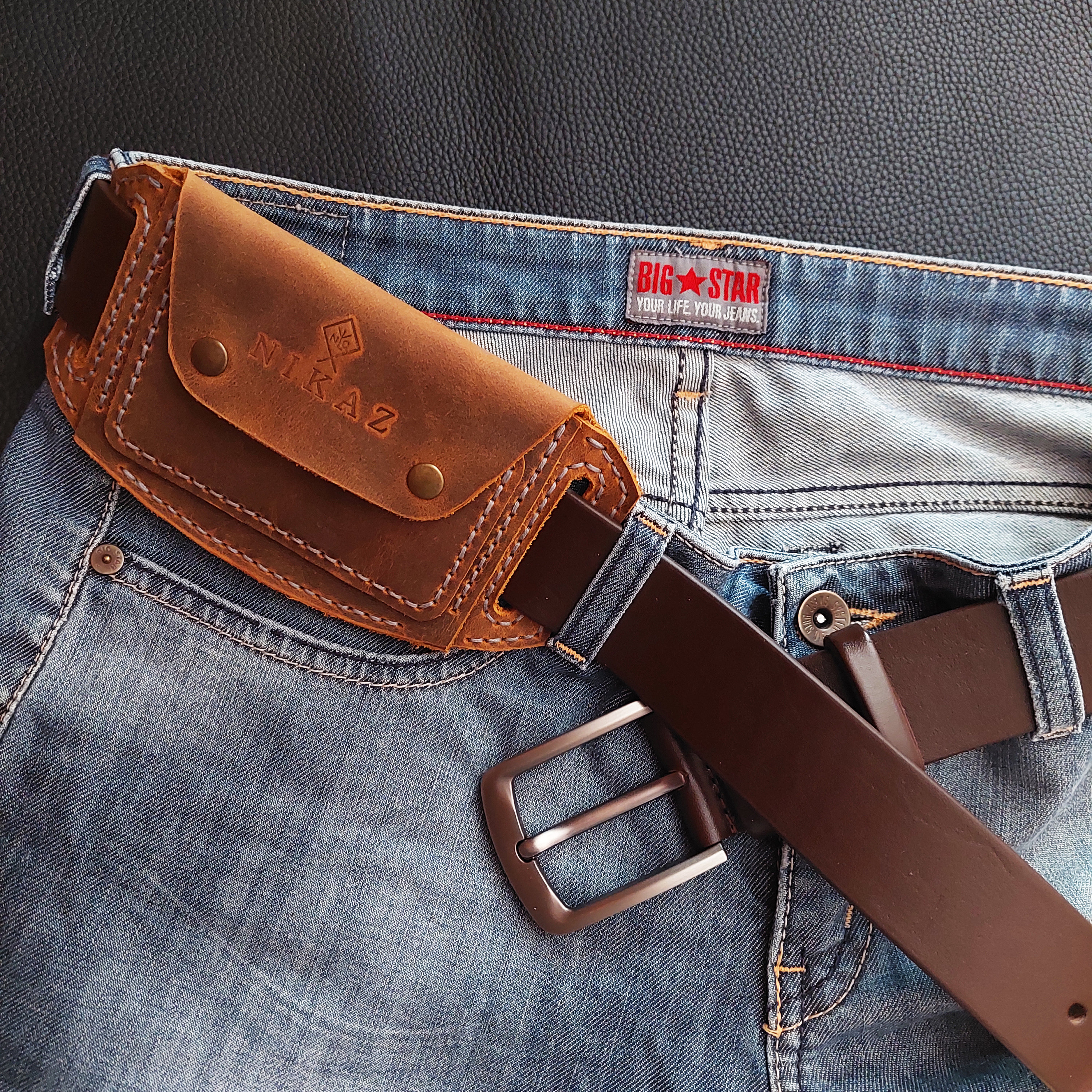 Leather belt wallets (all colors) wallet on belt, birthday gift for father Christmas Gifts (P008)