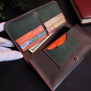 Pochette portefeuille en cuir véritable. La pochette peut être à la fois homme et femme (P005)