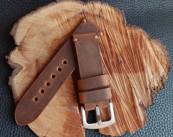 Cinturino per orologio in pelle fatto a mano - Cinturino per orologio marrone (K039)
