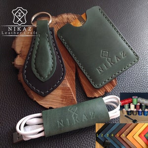 Ensemble de Noël porte-cartes, porte-clés, porte-câbles pour homme