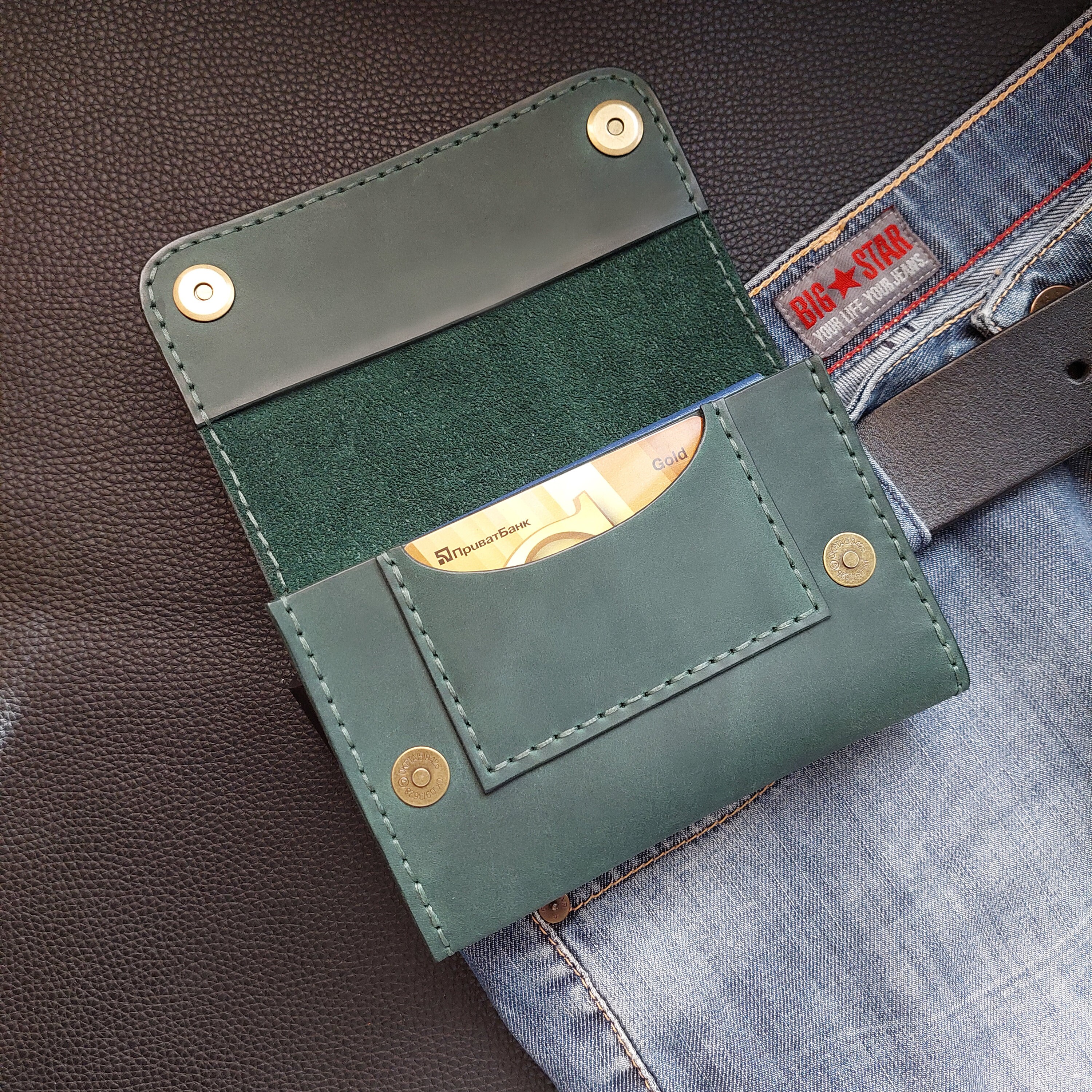 Portafoglio Da Viaggio In Pelle Verde USA – Porta Passaporto, Card Slot – Modello Elegante E Sicuro