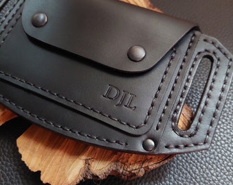 Handmade Leather Wallets Personalized, Custom Leather Belt Wallet for Men, Small Wallets, Mini Belt Wallet for Travel (Р038)