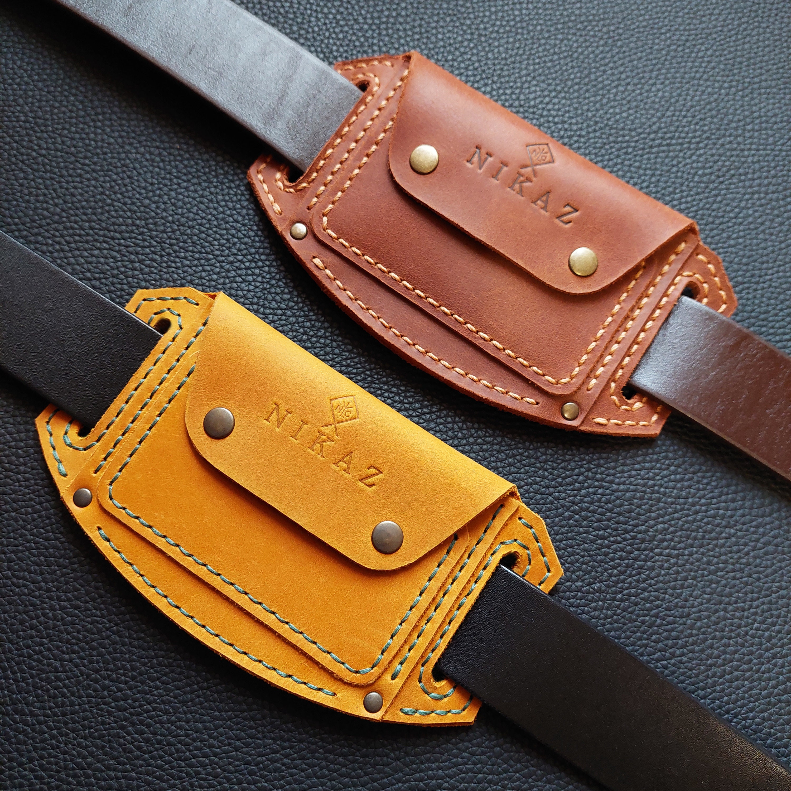 韓国商品/TREEMINGBIRD Leather Card Wallet Belt Leather Card Wallet Belt [ Light Gray ] - TREEMINGBIRD
