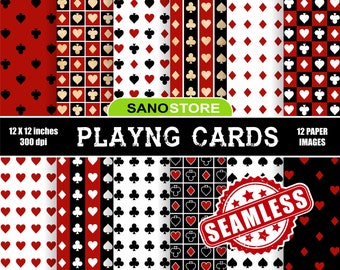 Playing Cards, Seamless, Digital Paper, , Playing Card Pattern, Printable Paper, Cards Paper, Poker Paper, Background, Crafting, Casino