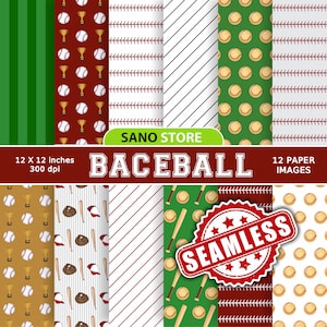 Baseball Digital Paper, Game Day Digital Paper, Baseball Player Scrapbook Paper,  America, USA, Digital Paper, Scrapbook paper, Seamless