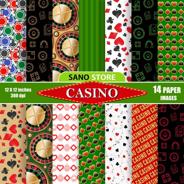 Casino digital paper poker scrapbook papers gambling wallpaper Las Vegas Game background commercial use