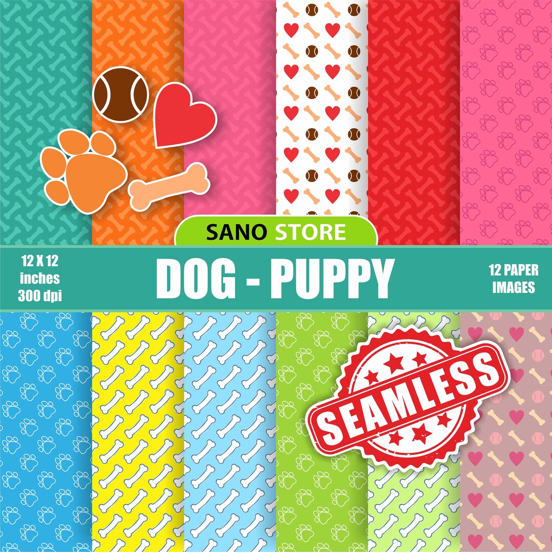 Dog, Puppy, Animal, Paw, Bone, Heart, Backgrounds, Craft, Scrapbook ...