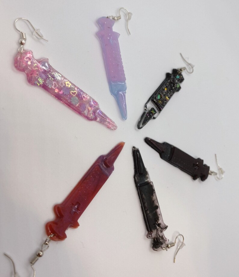 Kawaii Syringe Earrings Etsy