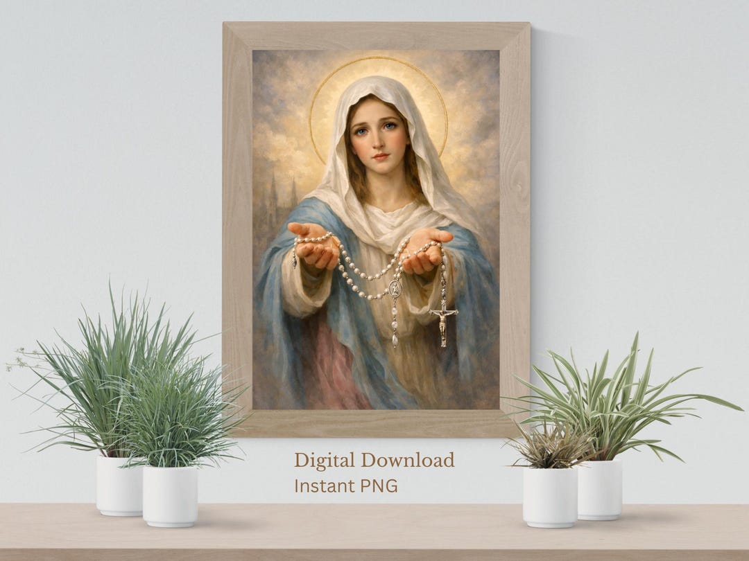 Blessed Virgin Mary With Rosary | Instant Download | Printable Catholic ...