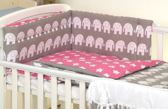 grey and white cot bedding
