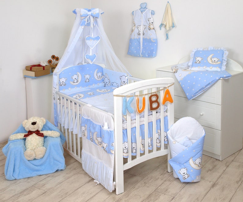 Lovely 5 pcs BABY BEDDING SET//BUMPER// DUVET// COVER to fit cot or cot bed