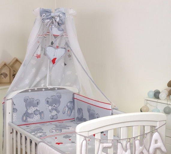 8 pc cot //cot bed bedding sets PILLOW BUMPER CASES grey big stars duvet cover
