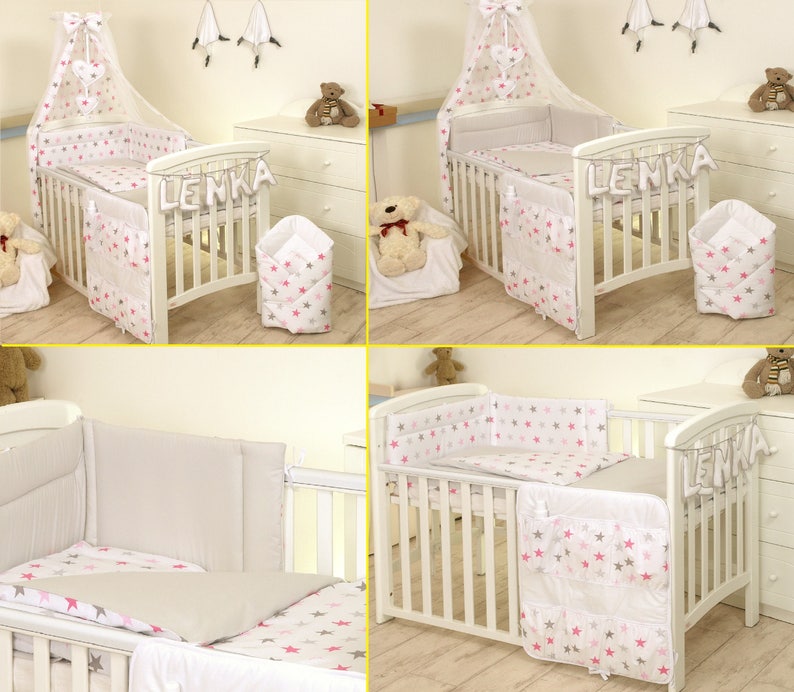 3 PCS Baby Bedding Set FIT COT Bed 140X70CM OR COT 120X60 cm COT 120X60, Grey Elephant//Yellow- Reversible
