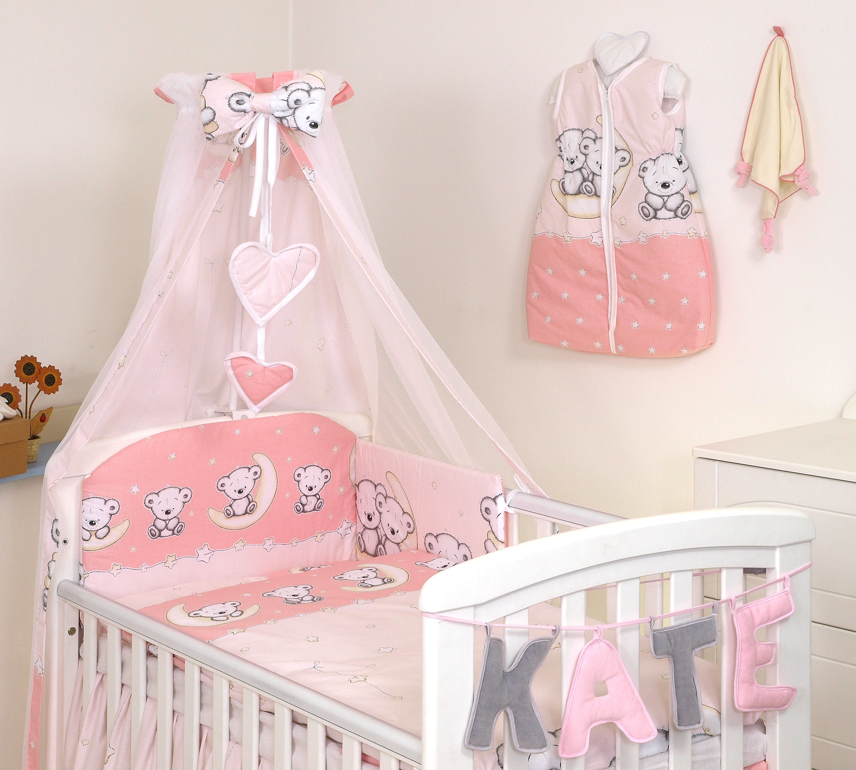 Baby Cot Bed Set Fit Cot 120x60 Cm Or Cot Bed 140x70 Pink Etsy