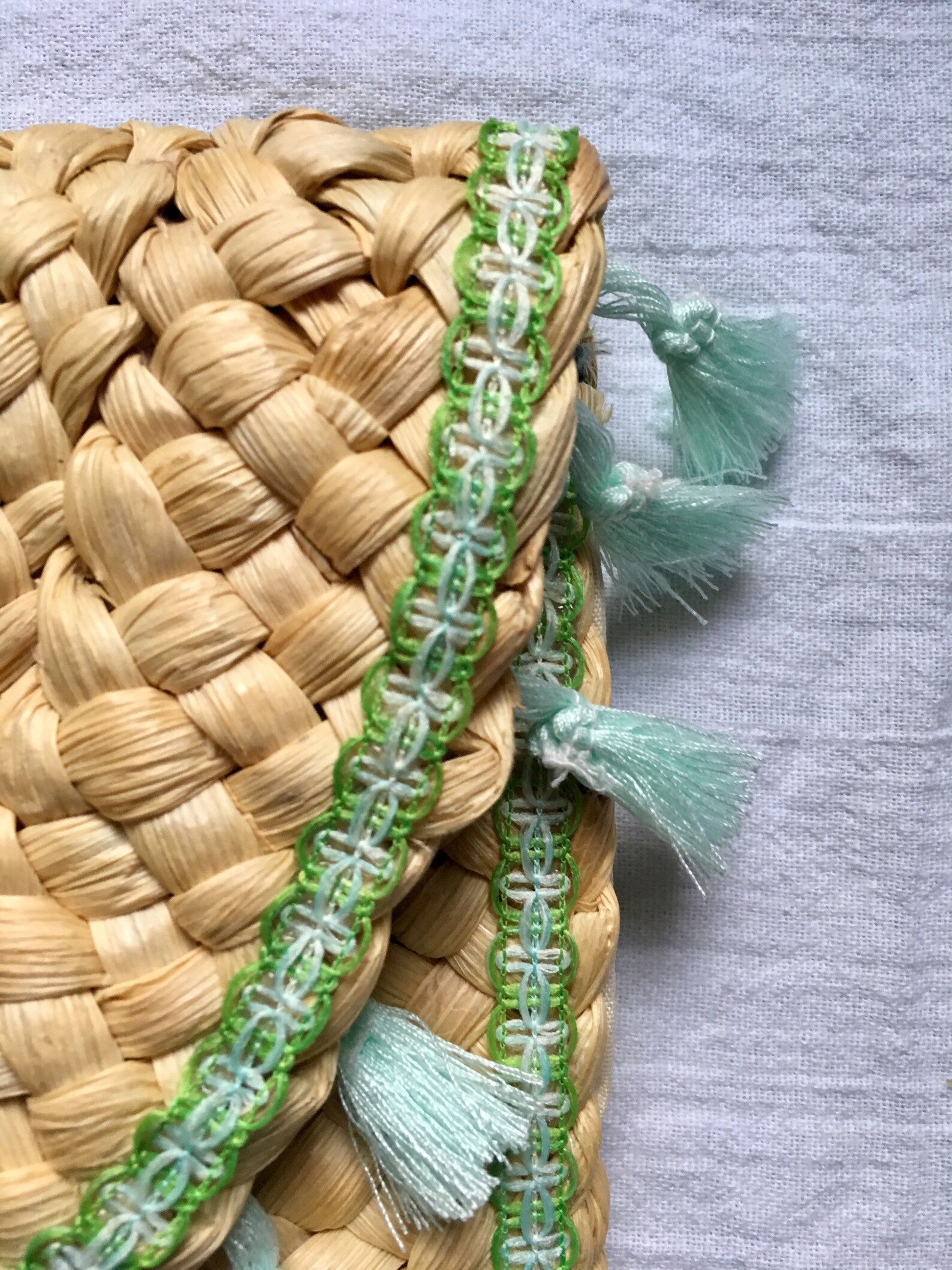 SHIPS FREE Tassel Straw Clutch Palm Beach Boho Style Green Etsy UK