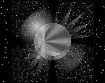 Silk Artwork - Stretched Silk Wall Art - Title: Four Quarters of the Moon