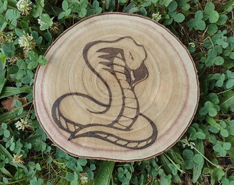 Laser-Etched Wood Slice Garden Step with Original Artwork - Garden Sign or Plaque - Original art etched on wood for your Garden