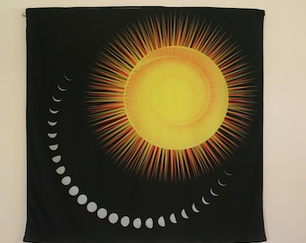 Art Wall Hanging - Measuring Time - Layered Fabric Art - Unconstructed Quilt