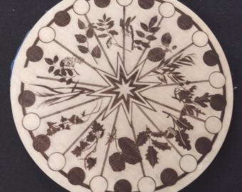 Celtic Plant Horoscope Plaque, Laser Etched Wood, Druid Zodiac Gift