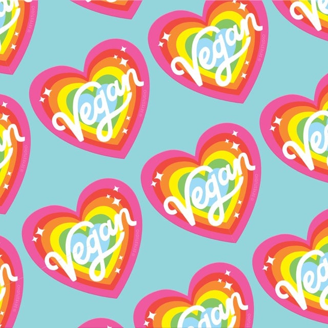 Vegan Rainbow Heart Diecut Vinyl Sticker - Etsy