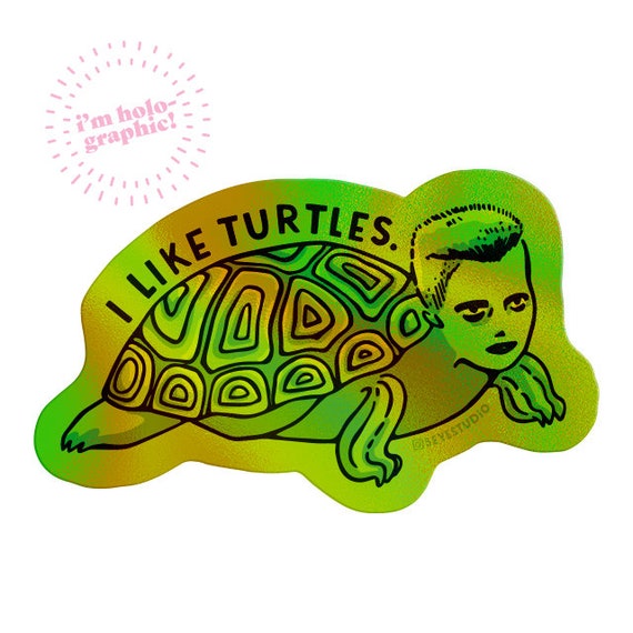 I Like Turtles Meme Funny Holographic Vinyl Sticker - Etsy