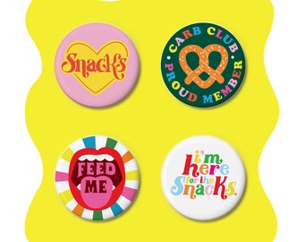 Snacks Magnet Fun Pack - 4 Round Magnets 1.25 inches