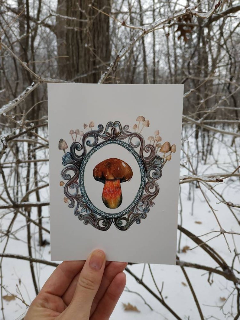 Mushroom cute greeting card blank inside stationery for Etsy