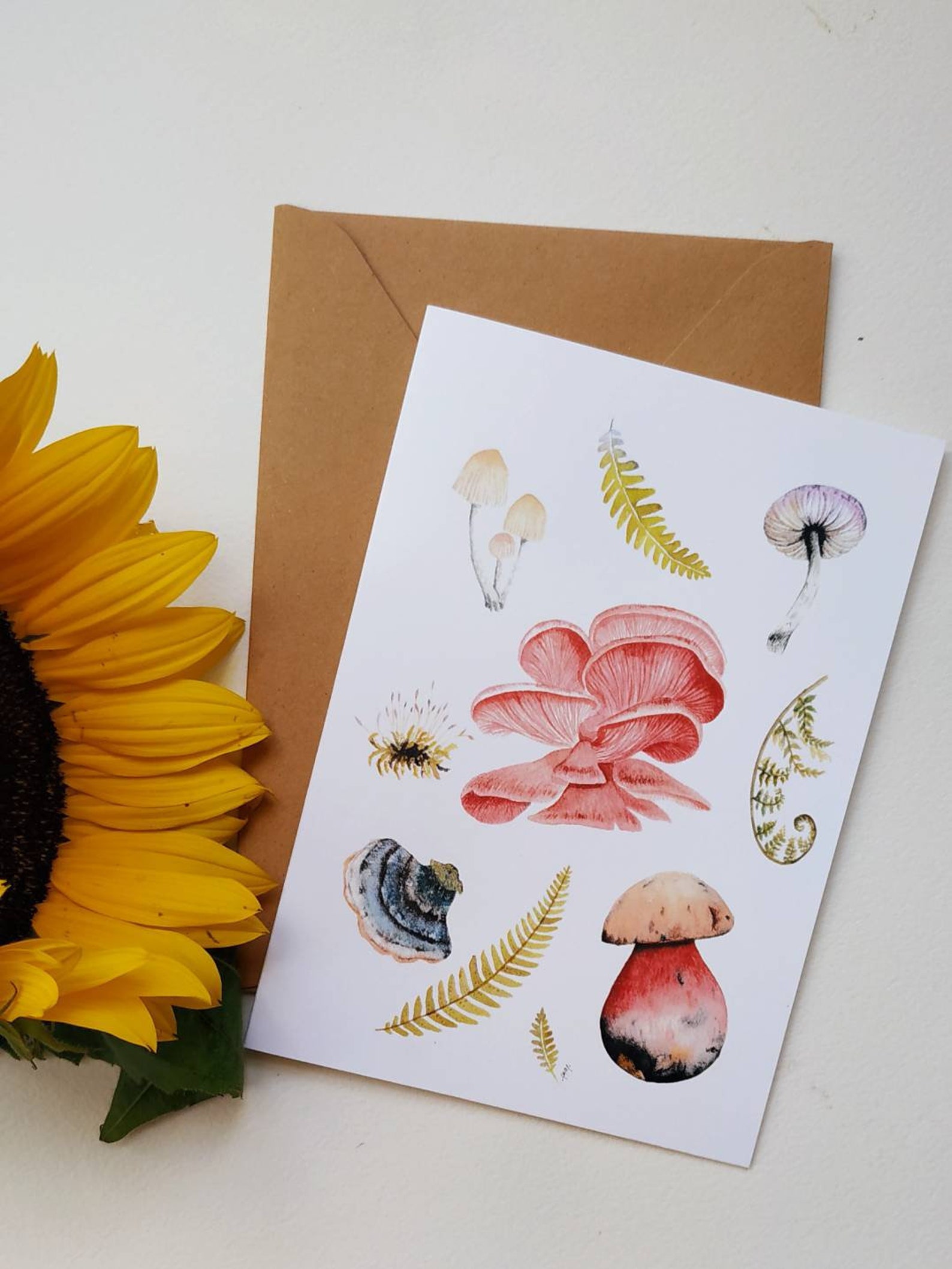 Mushroom card Mushroom cute card Mushroom stationery card Etsy