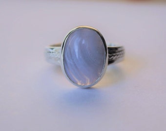 Blue Lace Agate With Plait Design Ring