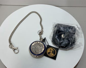Franklin Mint Pocket Watch International The Spirit Of The Wolf Center Vintage