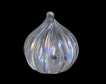 Sky Blue Irisdescent Art Glass Vintage Collectible Paperweight Teardrop 3 IN